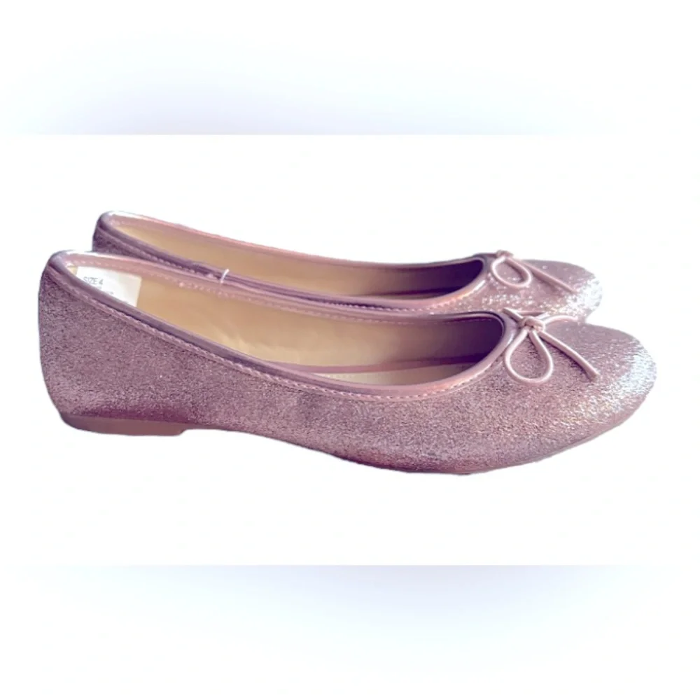 Gymboree | Big Girls Rose Gold Sparkle Slip-on Ballet Flats | Size 4 | EUC